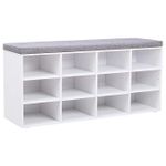 Casa si Gradina - Mobilier - Dulapuri si sifoniere - Dulapuri pantofi - Pantofar cu banca cu 12 compartimente si perna, sarcina 136 kg, 104x30x48 cm, alb - Infinity.ro