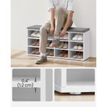 Casa si Gradina - Mobilier - Dulapuri si sifoniere - Dulapuri pantofi - Pantofar cu banca cu 12 compartimente si perna, sarcina 136 kg, 104x30x48 cm, alb - Infinity.ro