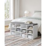 Casa si Gradina - Mobilier - Dulapuri si sifoniere - Dulapuri pantofi - Pantofar cu banca cu 12 compartimente si perna, sarcina 136 kg, 104x30x48 cm, alb - Infinity.ro