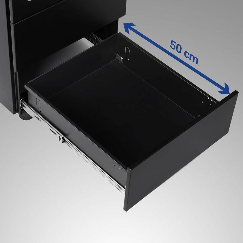 Casa si Gradina - Mobilier - Mese si birouri - Birouri - Dulap mobil rollbox pentru birouri, 3 sertare pentru documente, corp pre-asamblat, 45x39x54 cm, negru - Infinity.ro