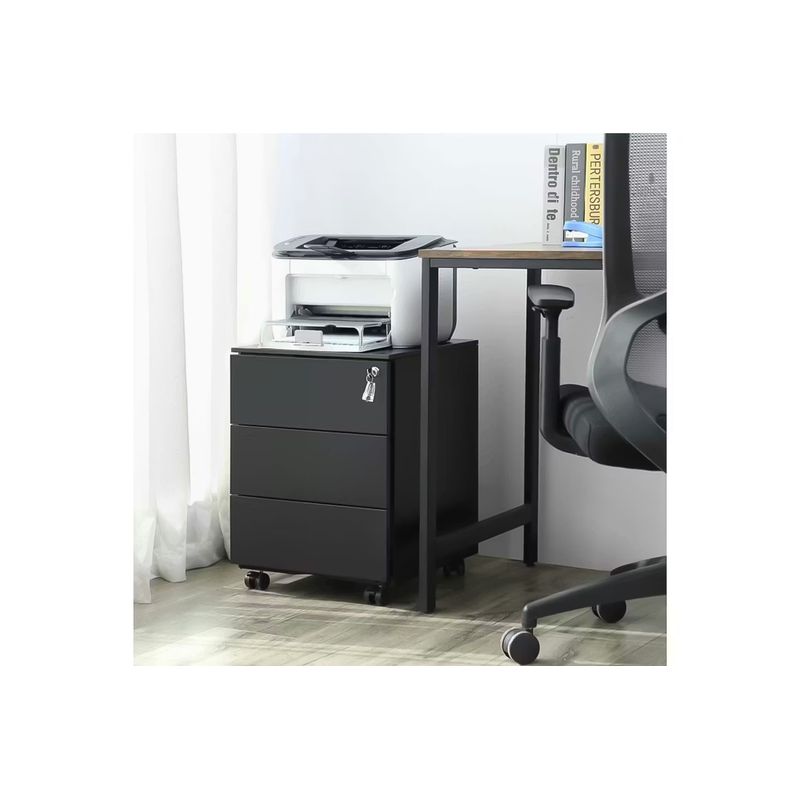 Casa si Gradina - Mobilier - Mese si birouri - Birouri - Dulap mobil rollbox pentru birouri, 3 sertare pentru documente, corp pre-asamblat, 45x39x54 cm, negru - Infinity.ro