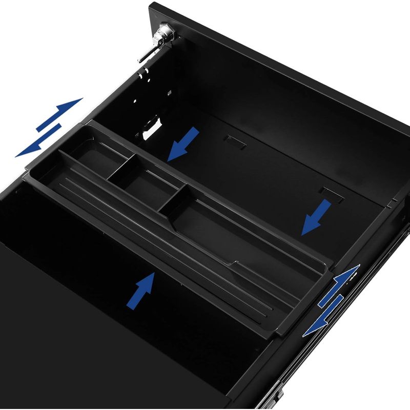 Casa si Gradina - Mobilier - Mese si birouri - Birouri - Dulap mobil rollbox pentru birouri, 3 sertare pentru documente, corp pre-asamblat, 45x39x54 cm, negru - Infinity.ro