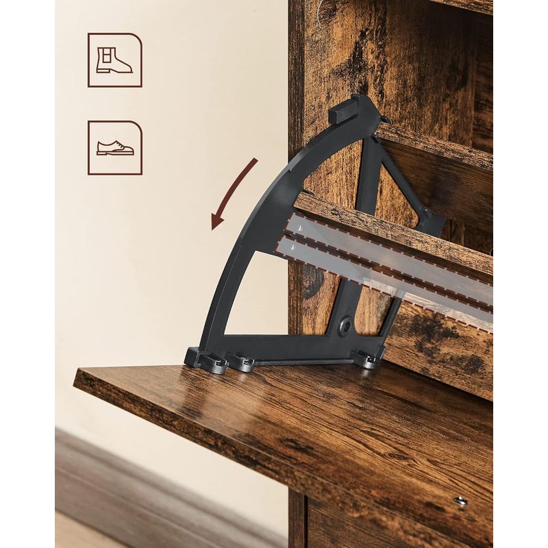 Casa si Gradina - Mobilier - Dulapuri si sifoniere - Dulapuri pantofi - Dulap pantofi cu 2 usi rabatabile, din MDF, pentru 8-12 perechi, 60x24x84cm, maro rustic - Infinity.ro