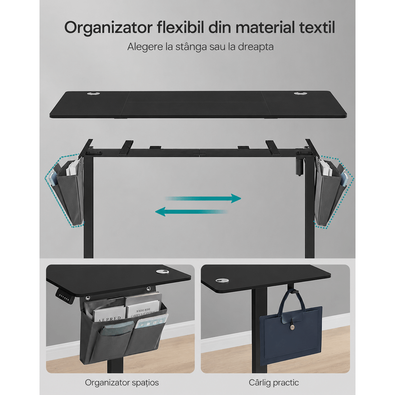 Casa si Gradina - Mobilier - Mese si birouri - Birouri - Birou electric reglabil pe inaltime, cadru metalic, functie memorie 4 pozitii, 160x70x(72-120) cm, negru - Infinity.ro