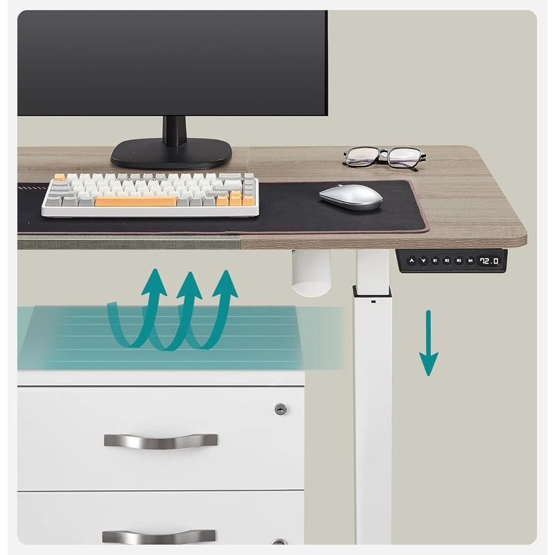 Casa si Gradina - Mobilier - Mese si birouri - Birouri - Birou cu reglaj electric pe inaltime, memorie cu 4 inaltimi, 60x140x(72-120)cm, gri stejar - Infinity.ro