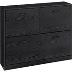 Casa si Gradina - Mobilier - Dulapuri si sifoniere - Dulapuri pantofi - Dulap pantofi 4 clapete, compartimentare reglabila, 16-28 perechi de incaltaminte, 106x24x83 cm, negru abanos - Infinity.ro