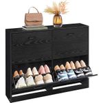 Casa si Gradina - Mobilier - Dulapuri si sifoniere - Dulapuri pantofi - Dulap pantofi 4 clapete, compartimentare reglabila, 16-28 perechi de incaltaminte, 106x24x83 cm, negru abanos - Infinity.ro