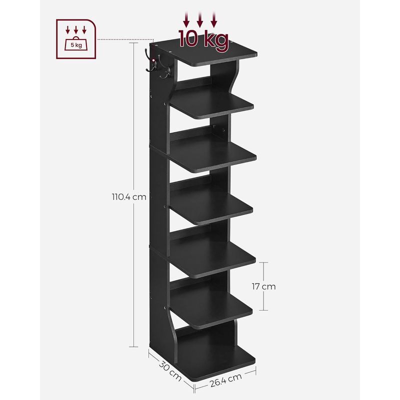 Casa si Gradina - Mobilier - Dulapuri si sifoniere - Dulapuri pantofi - Raft de pantofi, pentru spatii inguste, 6 nivele, 30x26x110 cm, negru - Infinity.ro