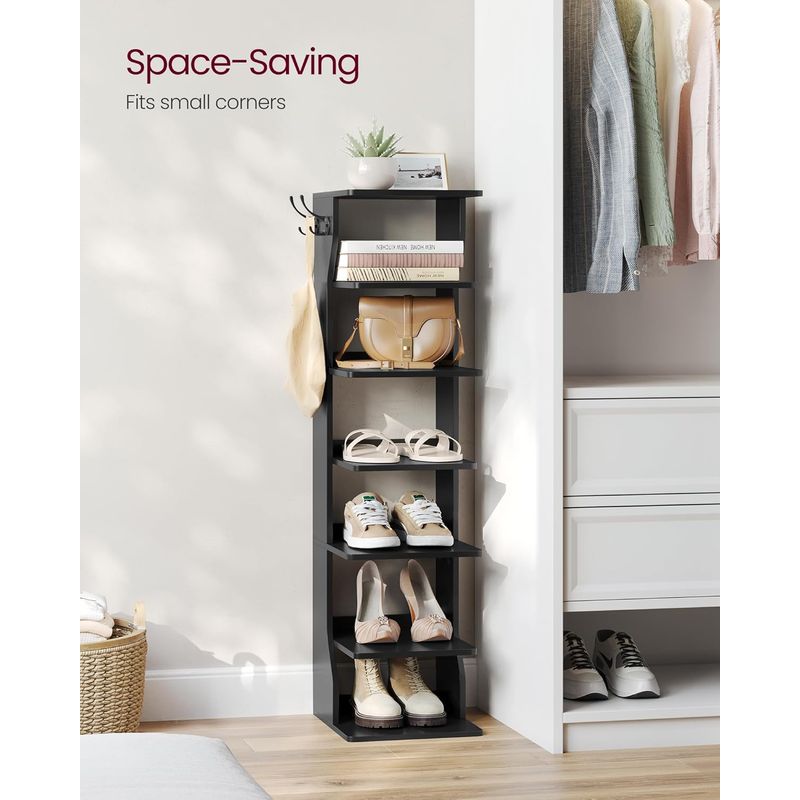 Casa si Gradina - Mobilier - Dulapuri si sifoniere - Dulapuri pantofi - Raft de pantofi, pentru spatii inguste, 6 nivele, 30x26x110 cm, negru - Infinity.ro