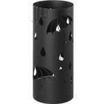 Casa si Gradina - Mobilier - Organizare si depozitare - Cutii depozitare - Suport umbrele metalic cu recipient apa, 4 carlige, decupaje tematice, compact, 17x17x41 cm, negru - Infinity.ro