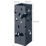 Casa si Gradina - Mobilier - Organizare si depozitare - Cutii depozitare - Suport umbrele metalic cu recipient detasabil apa, 4 carlige, decupaje moderne, 16x16x49 cm, antracit - Infinity.ro