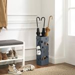 Casa si Gradina - Mobilier - Organizare si depozitare - Cutii depozitare - Suport umbrele metalic cu recipient detasabil apa, 4 carlige, decupaje moderne, 16x16x49 cm, antracit - Infinity.ro