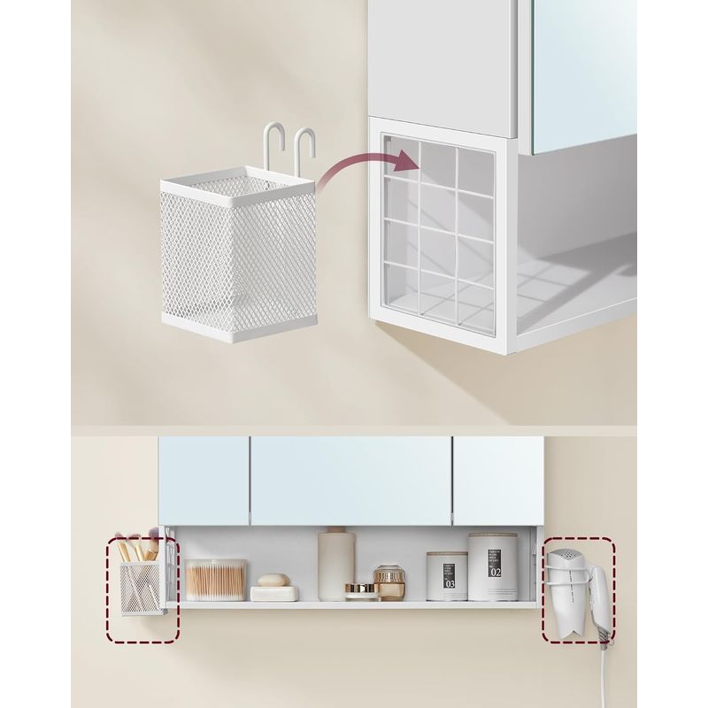 Casa si Gradina - Mobilier - Mobilier baie - Corpuri baie - Dulap de baie de perete, cu oglinda si LED, prize si USB incorporate, 70x16x75 cm, alb - Infinity.ro