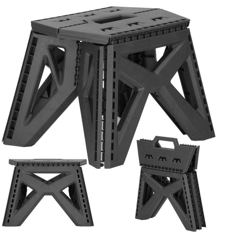 Casa si Gradina - Mobilier - Mobilier baie - Corpuri baie - Scaun inaltator multifunctional tip scara, 100 kg, compact, cu maner, 32x30x23 cm, gri - Infinity.ro