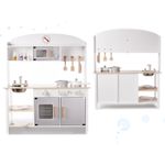 Casa si Gradina - Mobilier - Mobilier copii - Mobilier camera copiilor - Bucatarie din lemn pentru copii cu accesorii, MDF si lemn, 68x25x82 cm, gri si alb - Infinity.ro