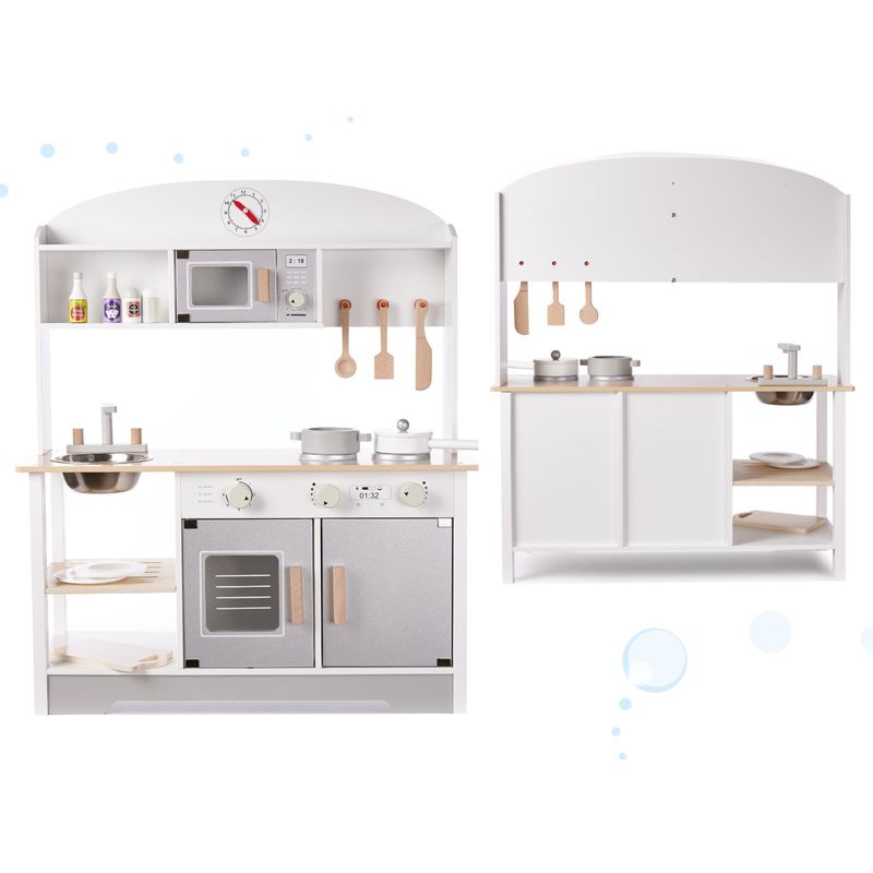 Casa si Gradina - Mobilier - Mobilier copii - Mobilier camera copiilor - Bucatarie din lemn pentru copii cu accesorii, MDF si lemn, 68x25x82 cm, gri si alb - Infinity.ro