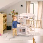 Casa si Gradina - Mobilier - Mobilier copii - Mobilier camera copiilor - Bucatarie din lemn pentru copii cu accesorii, MDF si lemn, 68x25x82 cm, gri si alb - Infinity.ro