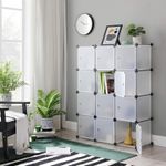 Casa si Gradina - Mobilier - Mobilier baie - Corpuri baie - Unitate de depozitare cu 12 cuburi, pentru pantofi sau haine, personalizabil, 31x93x123 cm, alb transparent - Infinity.ro