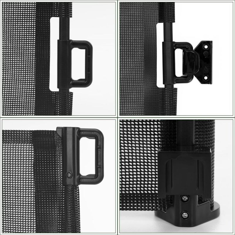 Casa si Gradina - Mobilier - Mobilier copii - Sisteme de siguranta - Poarta siguranta retractabila extensibila copii animale, 162x86 cm, montaj perete, negru - Infinity.ro