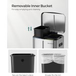 Casa si Gradina - Mobilier - Organizare si depozitare - Cosuri de gunoi - Cos de gunoi dublu colectare selectiva 2x20L, cu pedale si capac soft close, galeata interioara, otel, 45x58x32 cm - Infinity.ro