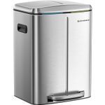 Casa si Gradina - Mobilier - Organizare si depozitare - Cosuri de gunoi - Cos de gunoi dublu colectare selectiva 2x20L, cu pedale si capac soft close, galeata interioara, otel, 45x58x32 cm - Infinity.ro