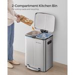 Casa si Gradina - Mobilier - Organizare si depozitare - Cosuri de gunoi - Cos de gunoi dublu colectare selectiva 2x20L, cu pedale si capac soft close, galeata interioara, otel, 45x58x32 cm - Infinity.ro