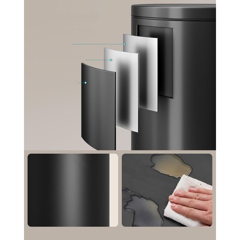 Casa si Gradina - Mobilier - Organizare si depozitare - Cosuri de gunoi - Cos de gunoi cu pedala, capac soft-close, galeata detasabila, otel, 30L, saci menajeri inclusi, negru - Infinity.ro