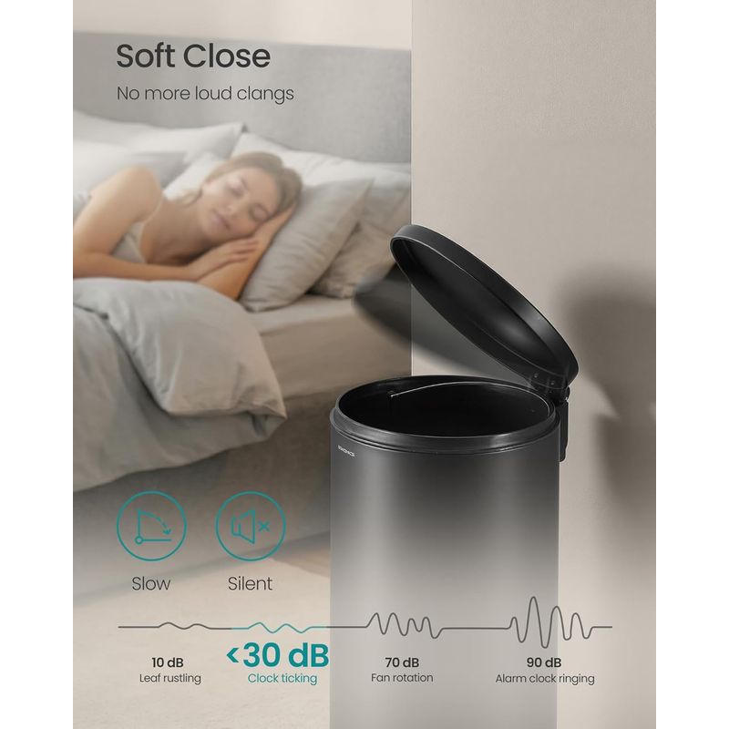 Casa si Gradina - Mobilier - Organizare si depozitare - Cosuri de gunoi - Cos de gunoi cu pedala, capac soft-close, galeata detasabila, otel, 30L, saci menajeri inclusi, negru - Infinity.ro