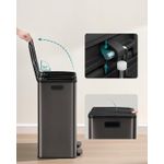 Casa si Gradina - Mobilier - Organizare si depozitare - Cosuri de gunoi - Cos de gunoi 2x30L, cu 2 compartimente, capac soft-close si galeti interioare, otel, gri antracit - Infinity.ro