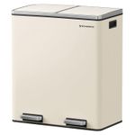 Casa si Gradina - Mobilier - Organizare si depozitare - Cosuri de gunoi - Cos de gunoi dublu colectare selectiva, 2x30L, cu pedale si capac soft close, galeata interioara, otel, 62x59x36 cm - Infinity.ro