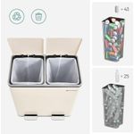Casa si Gradina - Mobilier - Organizare si depozitare - Cosuri de gunoi - Cos de gunoi dublu colectare selectiva, 2x30L, cu pedale si capac soft close, galeata interioara, otel, 62x59x36 cm - Infinity.ro