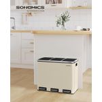 Casa si Gradina - Mobilier - Organizare si depozitare - Cosuri de gunoi - Cos de gunoi colectare selectiva cu 3 compartimente 3 x 18L, capace soft close, pedale, otel, 61x32x56 cm, bej - Infinity.ro