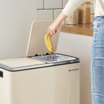 Casa si Gradina - Mobilier - Organizare si depozitare - Cosuri de gunoi - Cos de gunoi dublu colectare selectiva, 2x30L, cu pedale si capac soft close, galeata interioara, otel, 62x59x36 cm - Infinity.ro