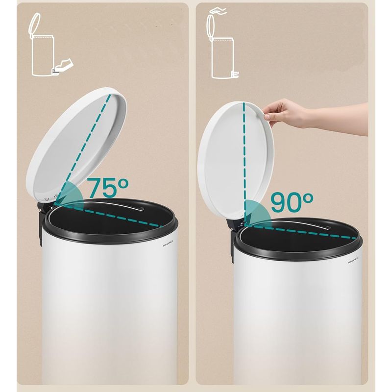 Casa si Gradina - Mobilier - Organizare si depozitare - Cosuri de gunoi - Cos de gunoi cu pedala 20L, capac soft close, galeata interioara detasabila, otel si plastic, 30x37x44 cm, alb - Infinity.ro