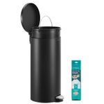 Casa si Gradina - Mobilier - Organizare si depozitare - Cosuri de gunoi - Cos de gunoi cu pedala, capac soft-close, galeata detasabila, otel, 30L, saci menajeri inclusi, negru - Infinity.ro