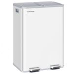 Casa si Gradina - Mobilier - Organizare si depozitare - Cosuri de gunoi - Cos de gunoi 2x30L, cu 2 compartimente, capac soft-close si galeti interioare, otel, alb mat - Infinity.ro