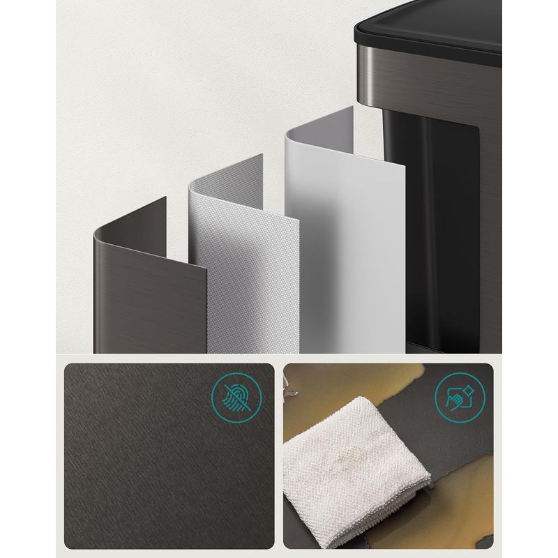 Casa si Gradina - Mobilier - Organizare si depozitare - Cosuri de gunoi - Cos de gunoi 2x30L, cu 2 compartimente, capac soft-close si galeti interioare, otel, gri antracit - Infinity.ro