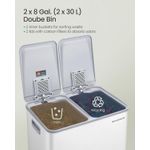 Casa si Gradina - Mobilier - Organizare si depozitare - Cosuri de gunoi - Cos de gunoi 2x30L, cu 2 compartimente, capac soft-close si galeti interioare, otel, alb mat - Infinity.ro