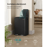 Casa si Gradina - Mobilier - Organizare si depozitare - Cosuri de gunoi - Cos de gunoi 2x30L, cu 2 compartimente, capac soft-close si galeti interioare, otel, negru - Infinity.ro
