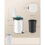 Casa si Gradina - Mobilier - Organizare si depozitare - Cosuri de gunoi - Cos de gunoi cu pedala 20L, capac soft close, galeata interioara detasabila, otel si plastic, 30x37x44 cm, alb - Infinity.ro
