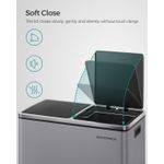 Casa si Gradina - Mobilier - Organizare si depozitare - Cosuri de gunoi - Cos de gunoi dublu colectare selectiva, 2x30L, cu pedale si capac soft close, galeata interioara, otel, 62x59x36 cm, gri - Infinity.ro