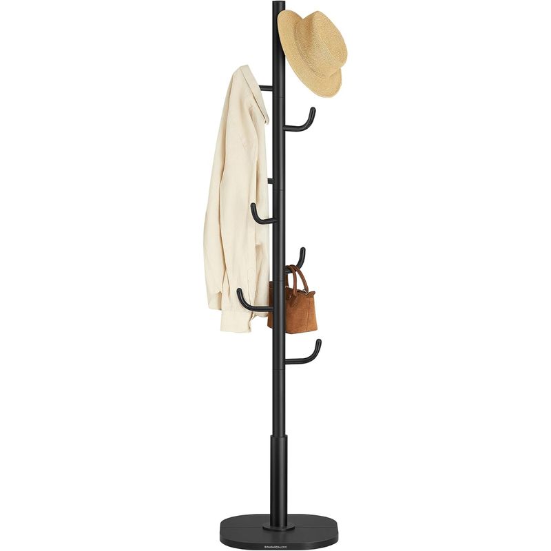 Casa si Gradina - Mobilier - Organizare si depozitare - Cuiere - Cuier de podea, cu 8 carlige rezistente, pentru haine, palarii si genti, 175 cm, negru - Infinity.ro