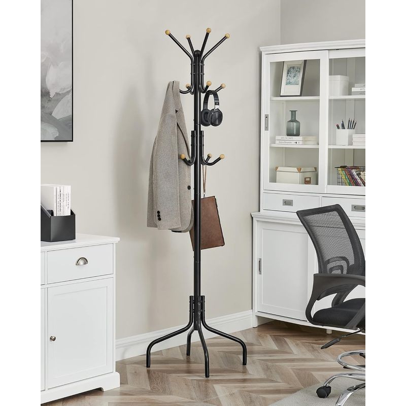 Casa si Gradina - Mobilier - Organizare si depozitare - Cuiere - Cuier metalic cu 12 agatatori, suport haine tip pom, 55x55x180 cm, negru - Infinity.ro