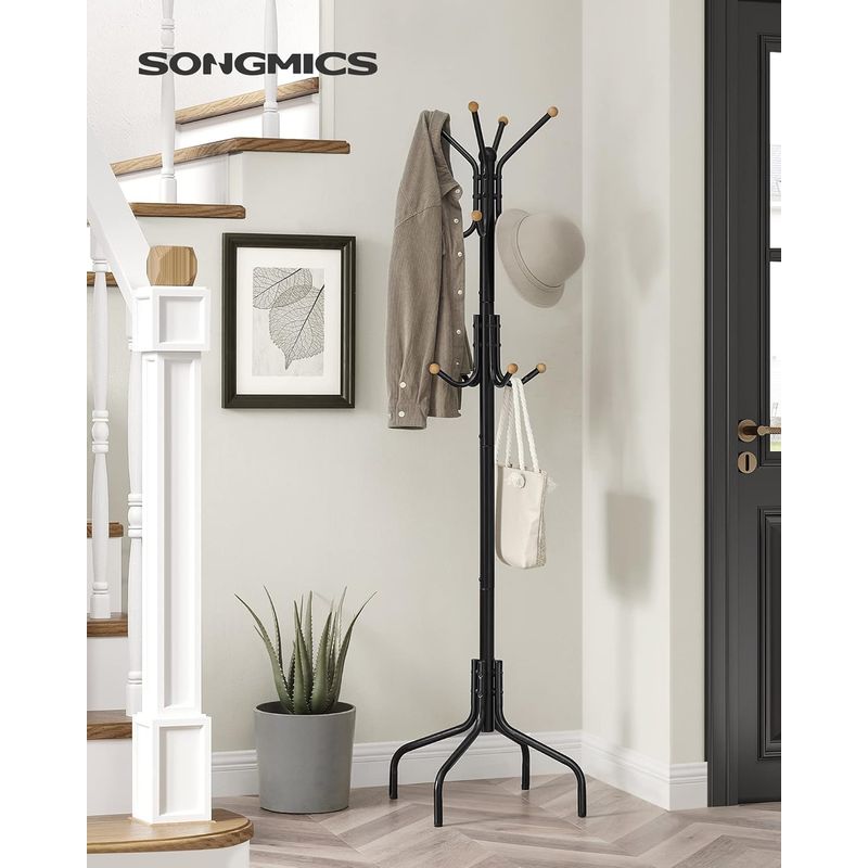 Casa si Gradina - Mobilier - Organizare si depozitare - Cuiere - Cuier metalic cu 12 agatatori, suport haine tip pom, 55x55x180 cm, negru - Infinity.ro