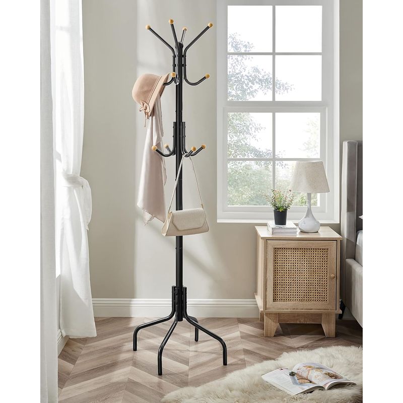 Casa si Gradina - Mobilier - Organizare si depozitare - Cuiere - Cuier metalic cu 12 agatatori, suport haine tip pom, 55x55x180 cm, negru - Infinity.ro