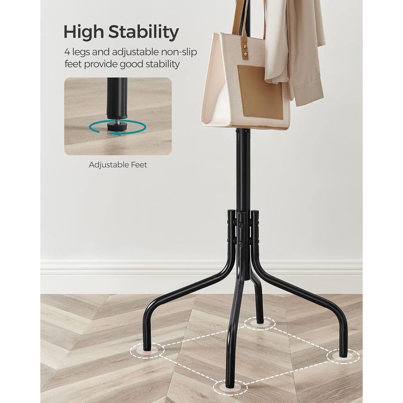Casa si Gradina - Mobilier - Organizare si depozitare - Cuiere - Cuier metalic cu 12 agatatori, suport haine tip pom, 55x55x180 cm, negru - Infinity.ro