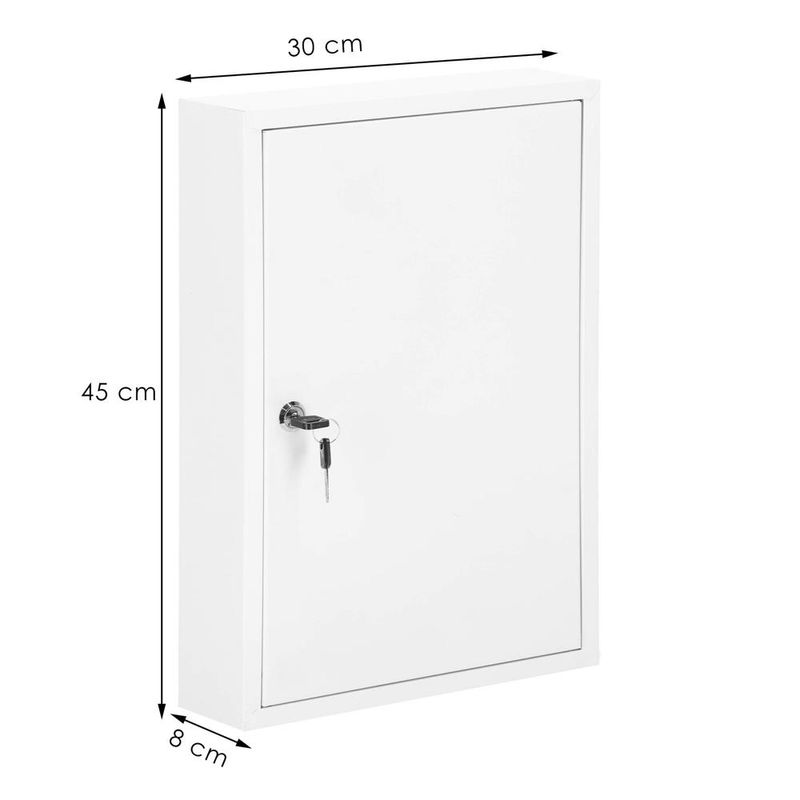 Casa si Gradina - Mobilier - Organizare si depozitare - Cutii depozitare - Cutie metalica din otel pentru 64 chei, echipata, 45x30x8cm, alba - Infinity.ro