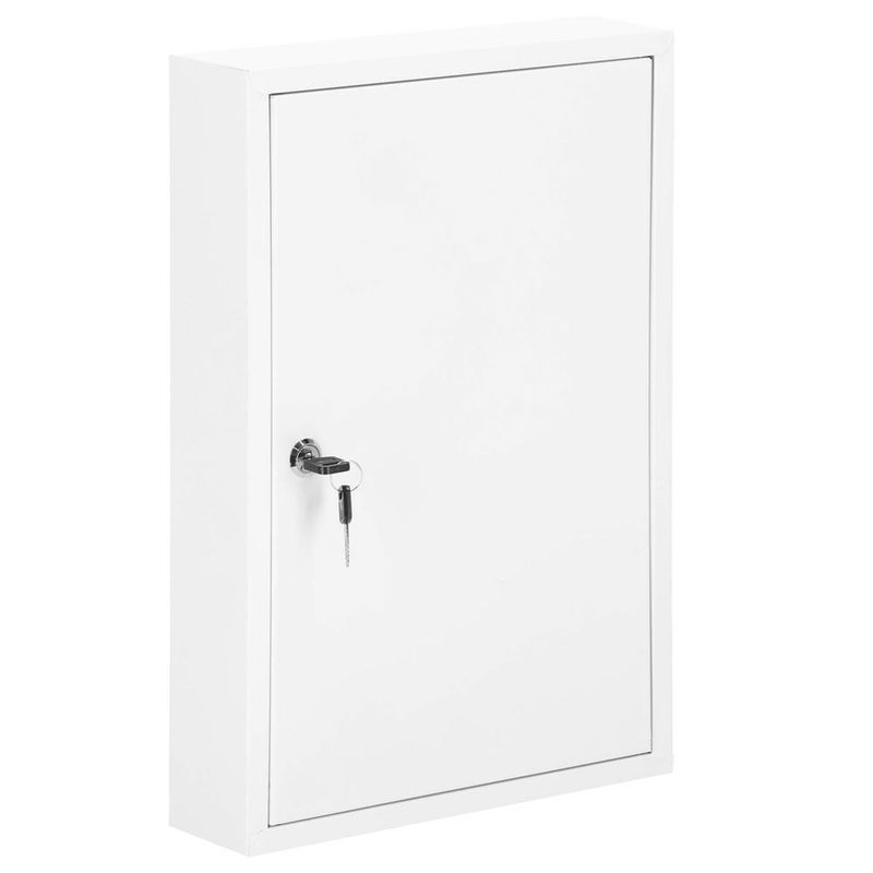Casa si Gradina - Mobilier - Organizare si depozitare - Cutii depozitare - Cutie metalica din otel pentru 64 chei, echipata, 45x30x8cm, alba - Infinity.ro