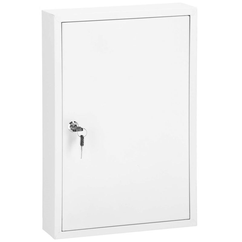 Casa si Gradina - Mobilier - Organizare si depozitare - Cutii depozitare - Cutie metalica din otel pentru 64 chei, echipata, 45x30x8cm, alba - Infinity.ro