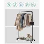 Casa si Gradina - Mobilier - Organizare si depozitare - Cuiere - Suport pentru haine mobil cu roti, bara umerase si raft, stil industrial, 91x41x158 cm, negru - Infinity.ro